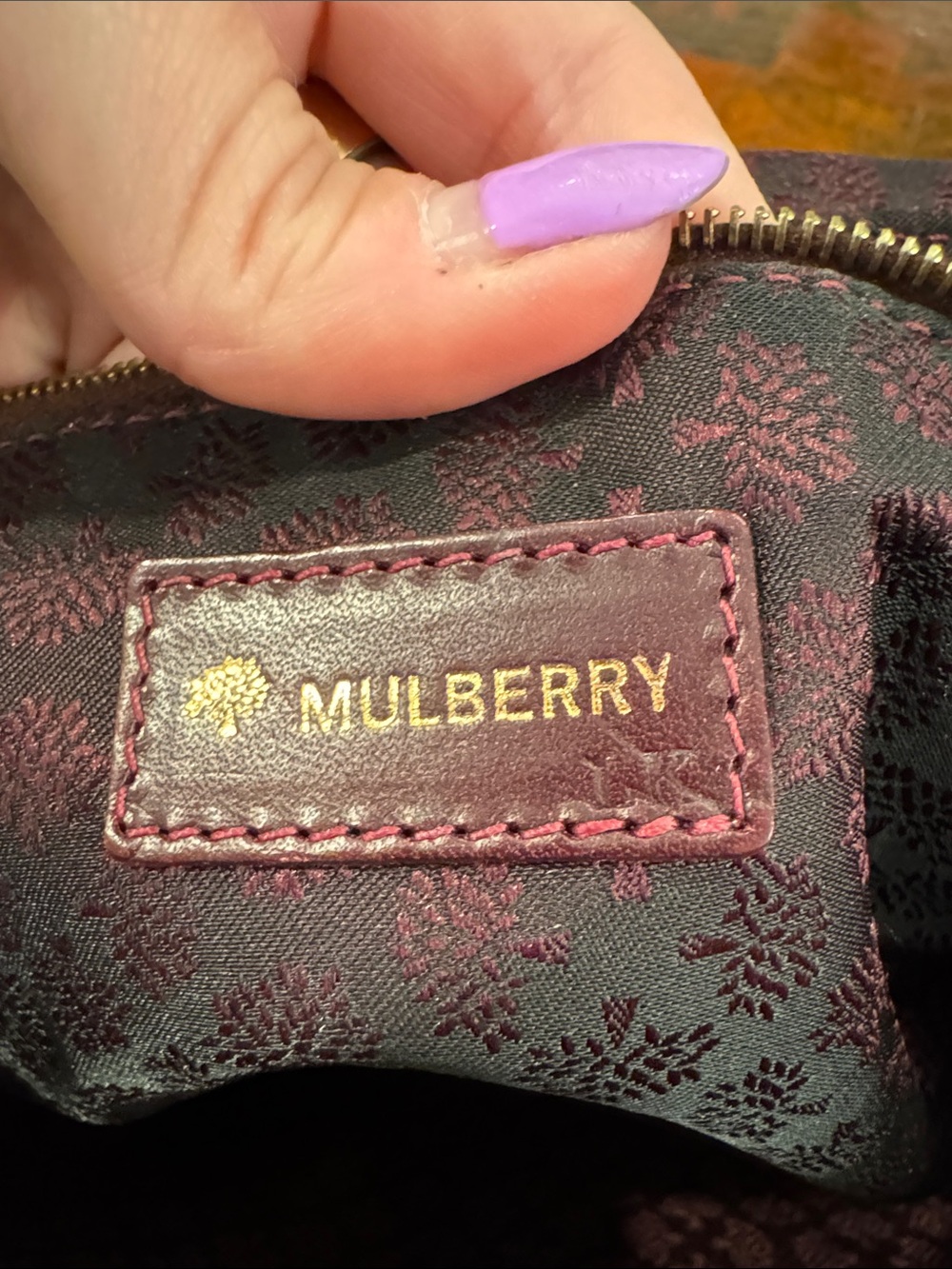 Mulberry Vintage (1980s) Burgundy Woven-Trim Shoulder Bag - Picture 10 of 16